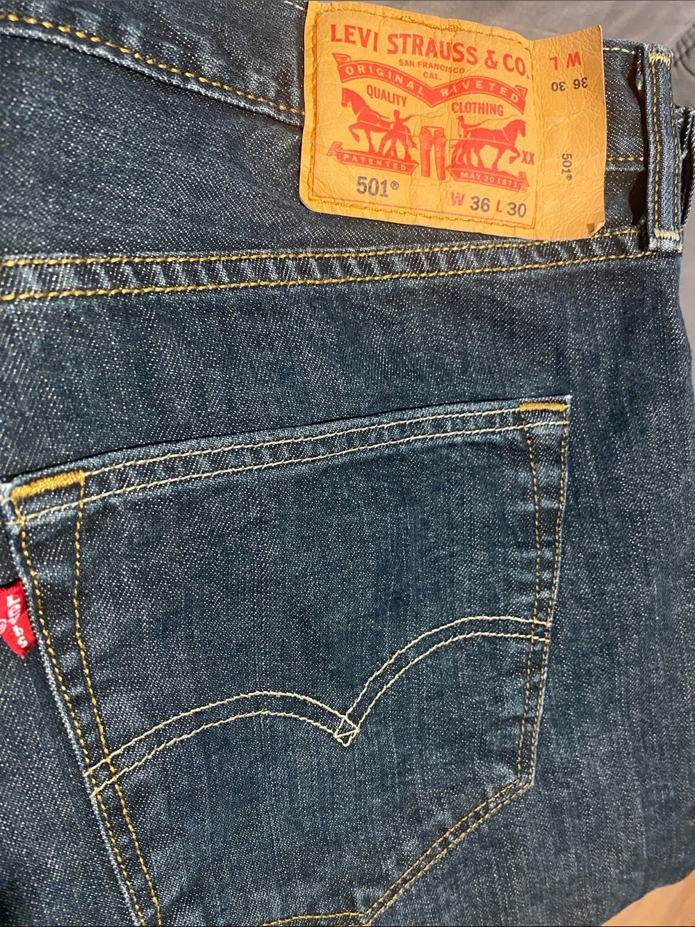 Levi's 501 Men's Dark Blue Straight Jeans with Signature Back Pocket